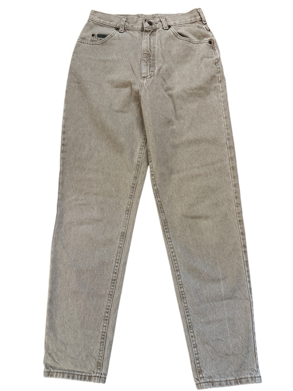 Vintage Lee Riveted USA Mom Jeans Tan High Rise Tapered 28x31 Fits 26x29.5 Y2K